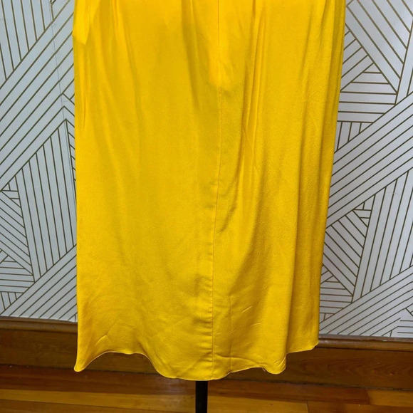 Tome Bow Tie Front Midi Silk Skirt in Marigold Yellow Size US Large - Picture 10 of 12